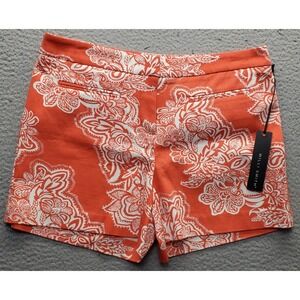 Willi Smith Bermuda Shorts Women's 8 Multi Floral Cotton Front Pocket Hook & Eye